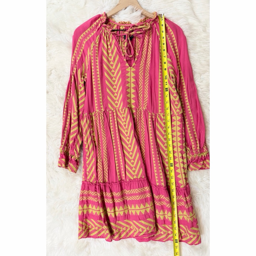Anthropologie Maeve Dominique Tunic Dress pink yellow Geometric Boho Silhouette - Picture 15 of 15